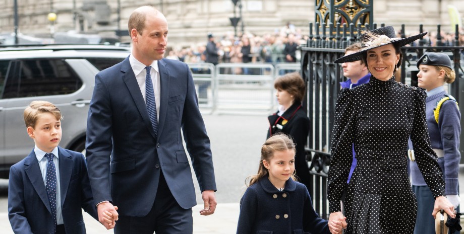 Принц Уильям, Кейт Миддлтон, принц Джордж, принцесса Шарлотта, поминальная служба, принц филипп