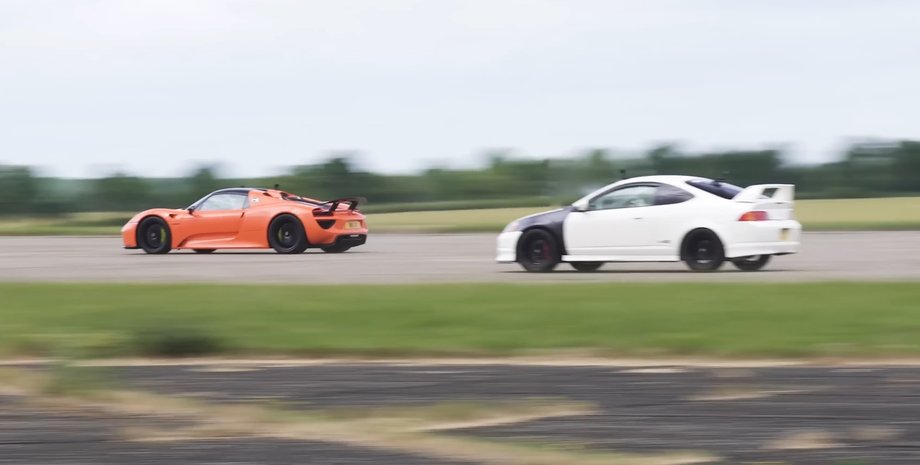 Porsche, Porsche 918 Spyder, Honda, Honda Integra Type R, Авто, Автомобили, Суперкар, Спорткар, Видео