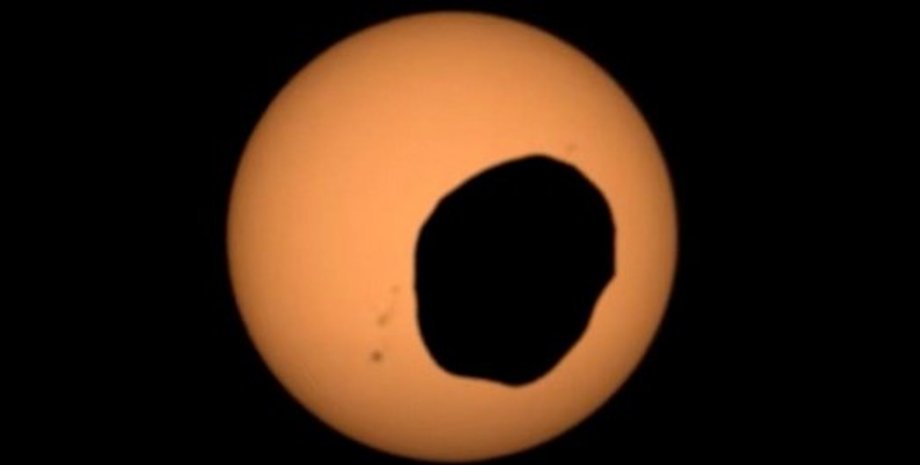 Фобос, Солнце, Марс, солнечное затмение