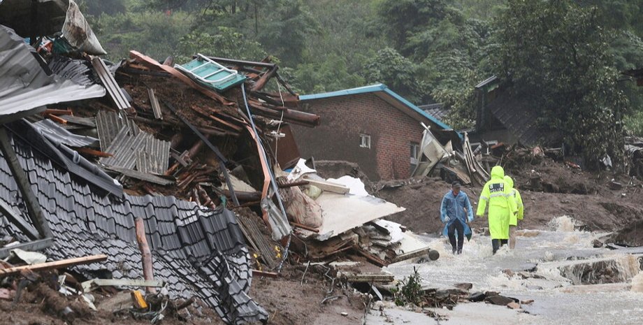 Южная Корея, потоп, дожди