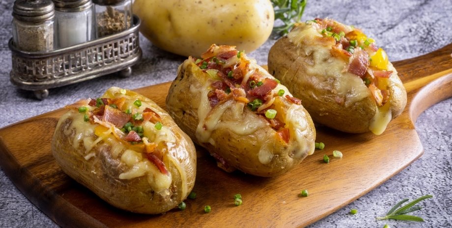Фаршированный картофель, картофель с начинкой, блюдо из картофеля, итальянская кухня