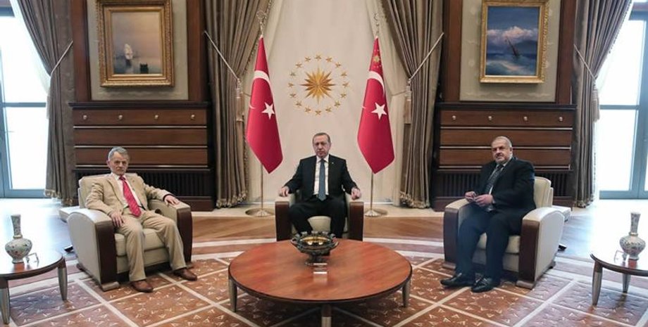 Мустафа Джемилев, Рефат Чубаров и Реджеп Эрдоган / Фото: Facebook