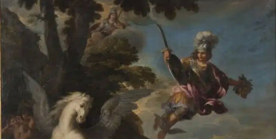 Персей взлетает в воздух в сандалиях Гермеса