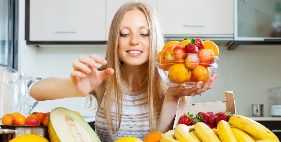 фрукти цитрус, апельсин, фрукт, дівчина, банан, диня, їжа