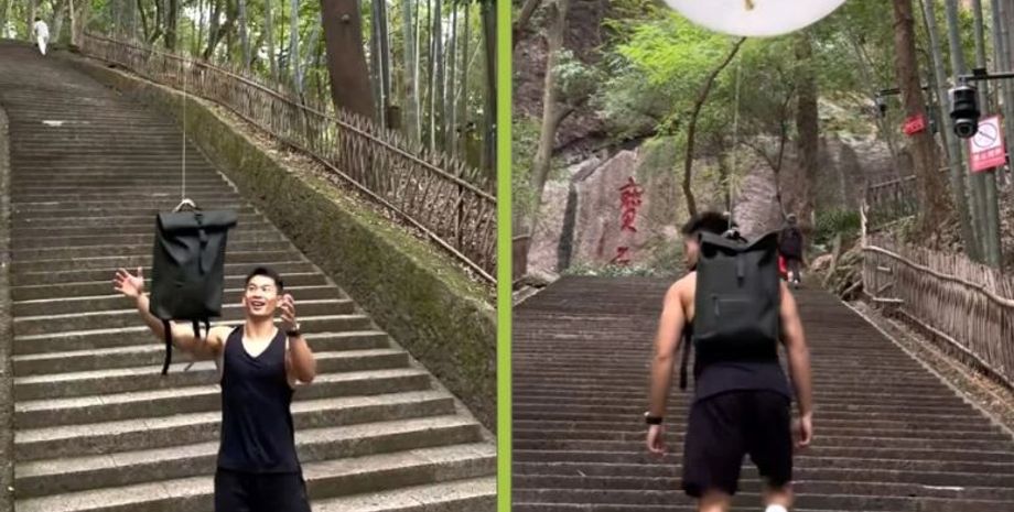 Гелиевый шарик для ленивых людей, быстрая ходьба, китайский фитнес-инфлюенсер предложил новый метод передвижения