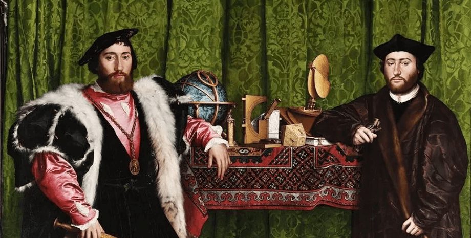 Картина Ганса Гольбейна "Послы", 500-летняя загадка, старая картина, портрет, послы, жуткое послание, визуальная загадка, рисунок