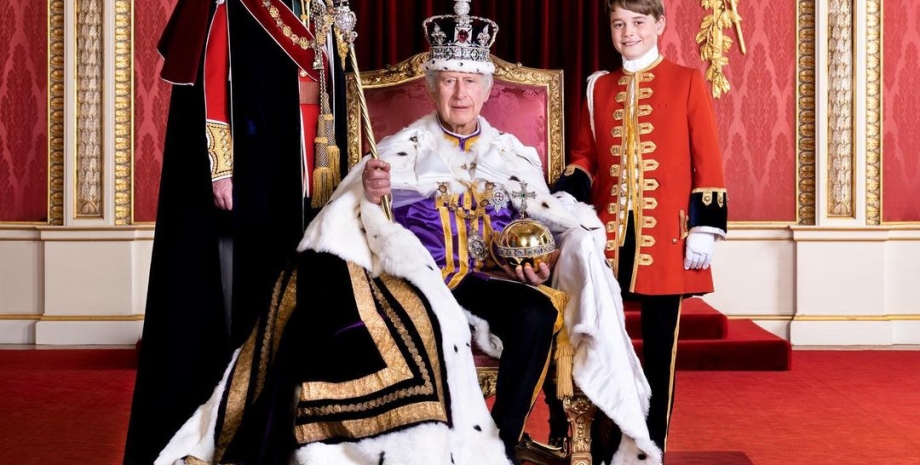Король Чарльз III з принцом Вільямом та принцом Джорджем, коронація чарльза, коронація великобританія