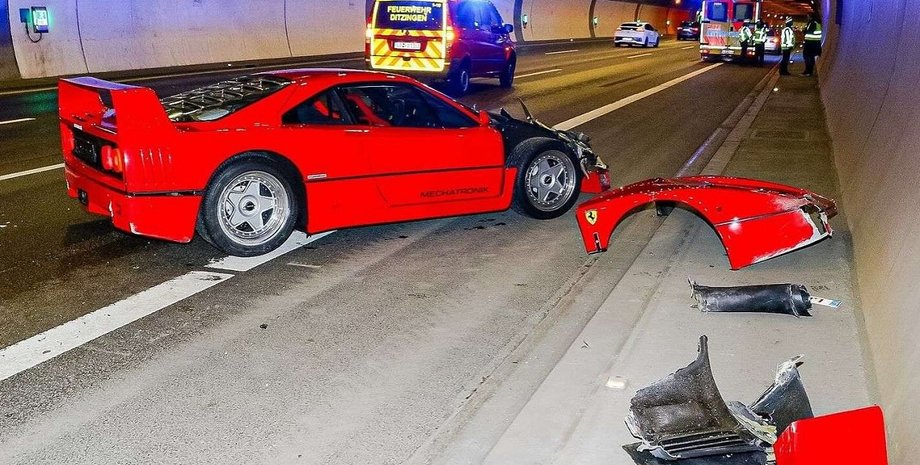Ferrari F40, суперкар Ferrari, разбитый Ferrari