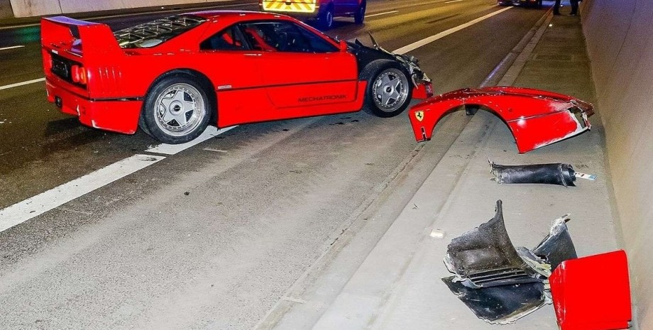 Ferrari F40, суперкар Ferrari, разбитый Ferrari