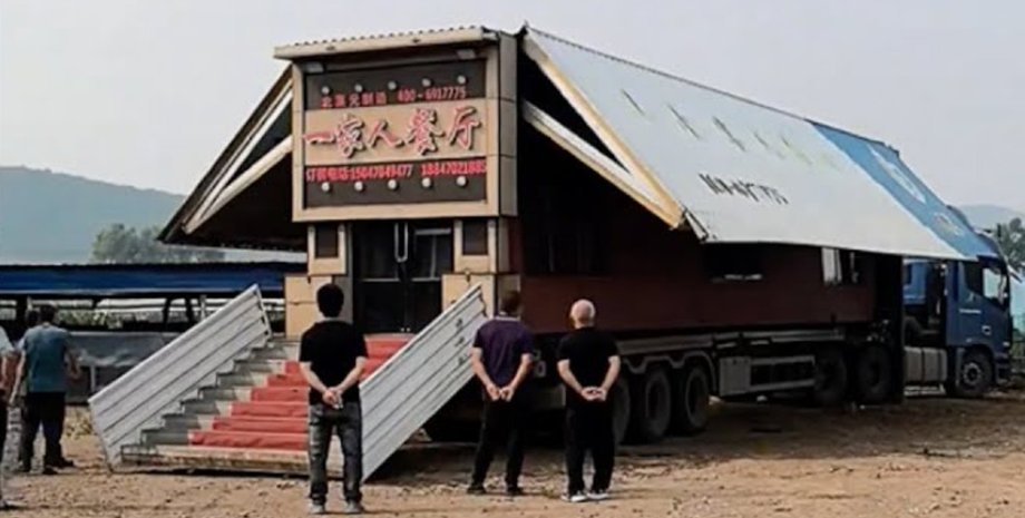 Грузовик-трансформер, автомобиль, трансформация, банкетный зал, грузовики трансформируются, новая эра, сельская местность