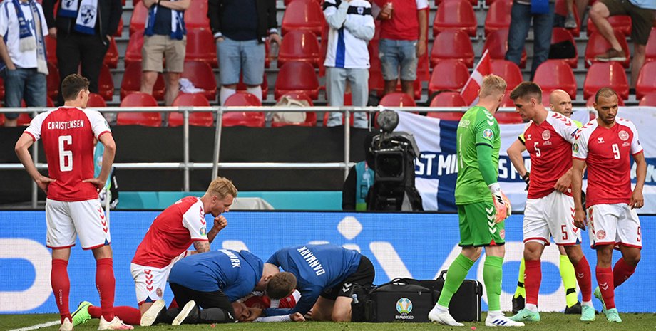 Кристиан Эриксен, футбольный матч, евро-2020