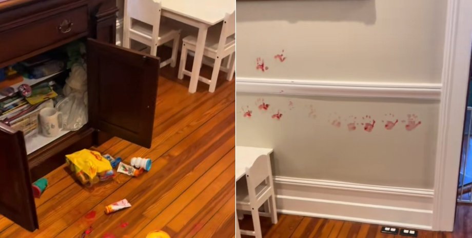 Дитина розмалювала стіну, малюнки на стіні, дитина малює на стінах, дитина знайшла фарбу, батьки втратили сина,