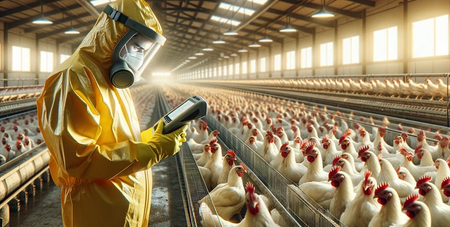 курица, мужчина, химзащита, вирус