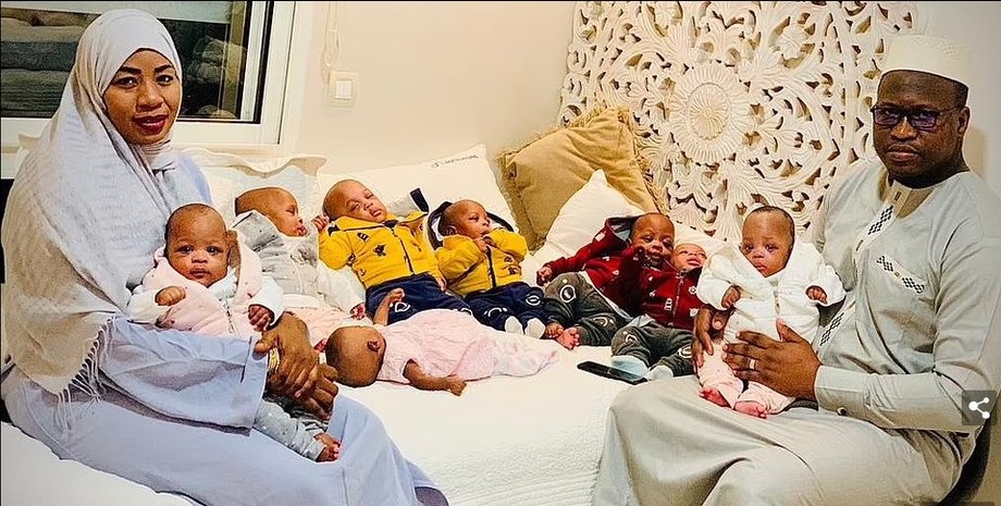 рекорд по рождению, Мали, Марокко, родила девять детей