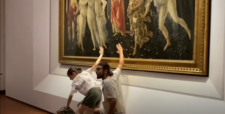 в италии активисты хотели приклеиться к картине боттичелли, экологические активисты, весна сандро боттичелли