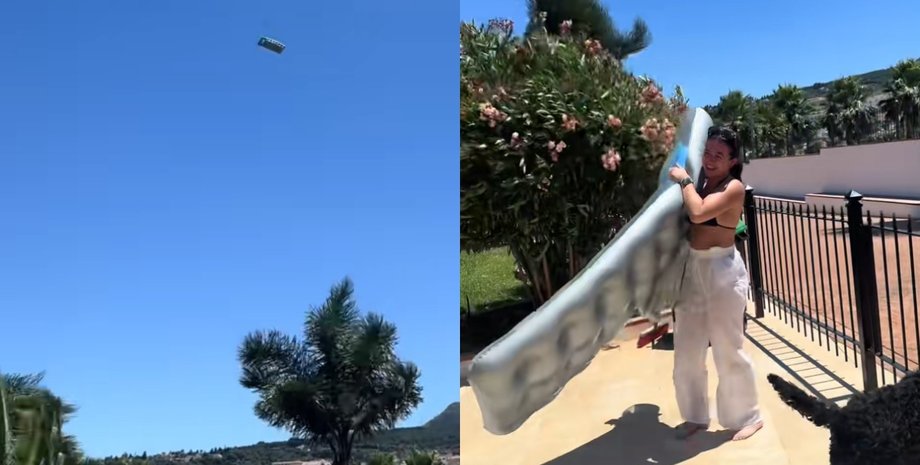 Порив вітру забрав надувний матрац, а потім повернув його просто в руки господині