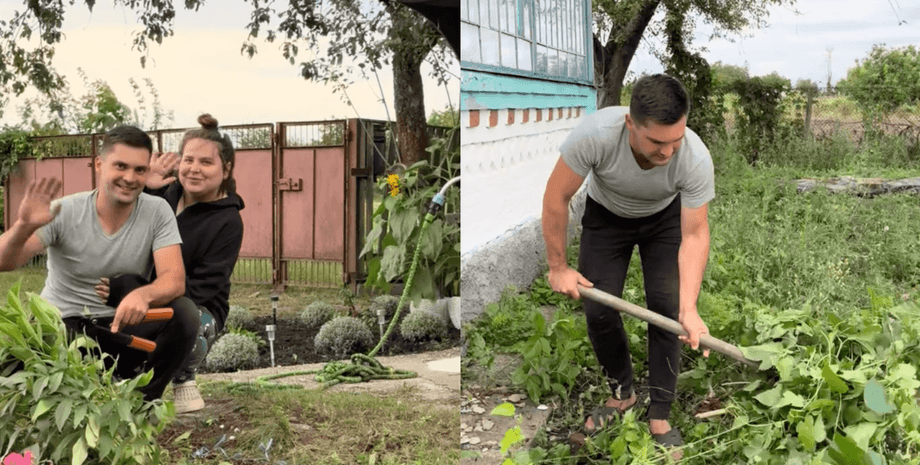 Пара купила дом в селе и обустраивает цветник возле него