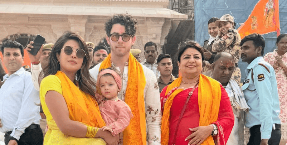 Приянка Чопра дочь, Приянка Чопра и Ник Джонас, дочь Приянки Чопры, малти мэри, индийский храм, Индия, бинди