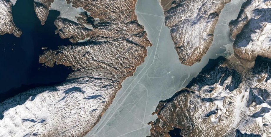 фьорд, линии, космос