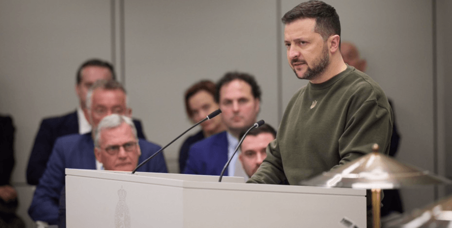 Владимир Зеленский, президент Украины, выступление президента, Владимир Зеленский в Гааге