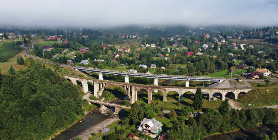 Ворохта, поселок, железнодорожные мосты, каменные мосты