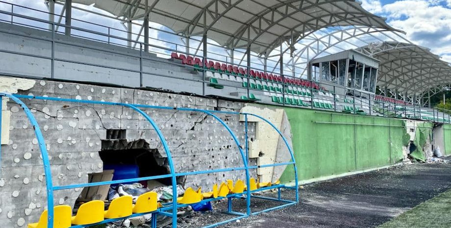 спортивный объект, стадион, обстрелы, киевская область, война в украине, вадим гутцайт