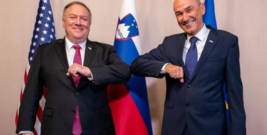 Госсекретарь США Майк Помпео и премьер-министр Словении Янез Янша/Фото: twitter.com/SecPompeo