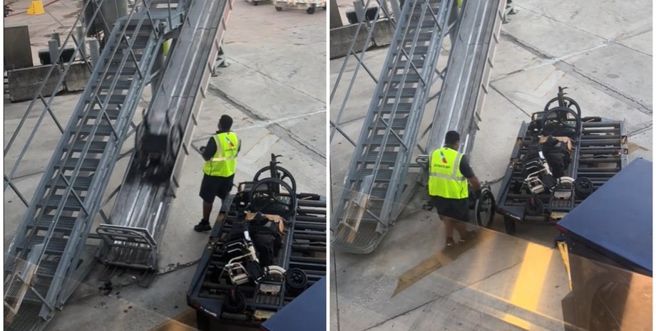 Скандал в аеропорту США, працівники American Airlines жбурляють візки, курйоз, відео