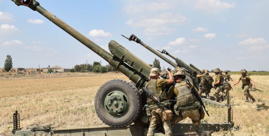 артиллерия Украины, артиллерия, пушки, залп, выстрел из пушки