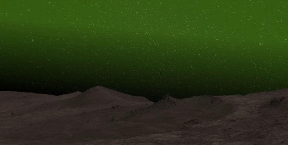 Марс, небо, ночное свечение, зеленое небо
