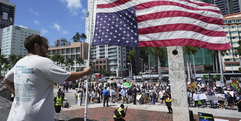 мітинг, сша, американський прапор