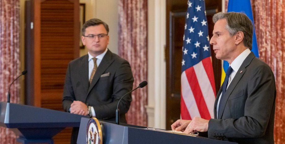 Энтони блинкен, дмитрий кулеба, встреча, министры, разговор, украина, помощь, формула мира