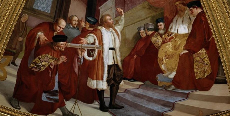 Джузеппе: Галилей показывает дожу Венеции, как пользоваться телескопом.
