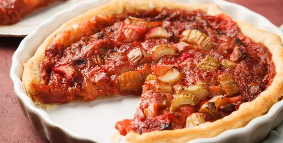 Пирог с ревенем, ревень рецепт, ревень пирог рецепт