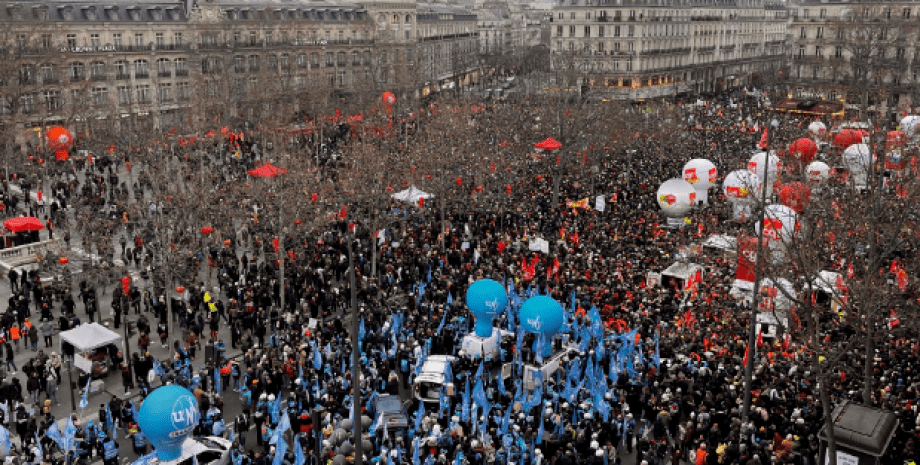протесты во франции, пенсинная реформа, профсоюзы, макрон