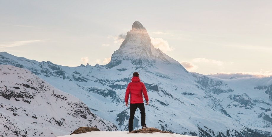 успех горы, мужчина, альпинизм, снег