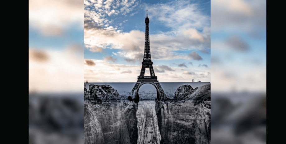 стрит-арт, эйфелева башня париж, фото