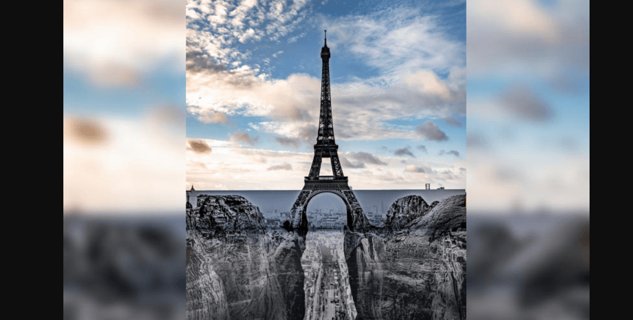 стрит-арт, эйфелева башня париж, фото