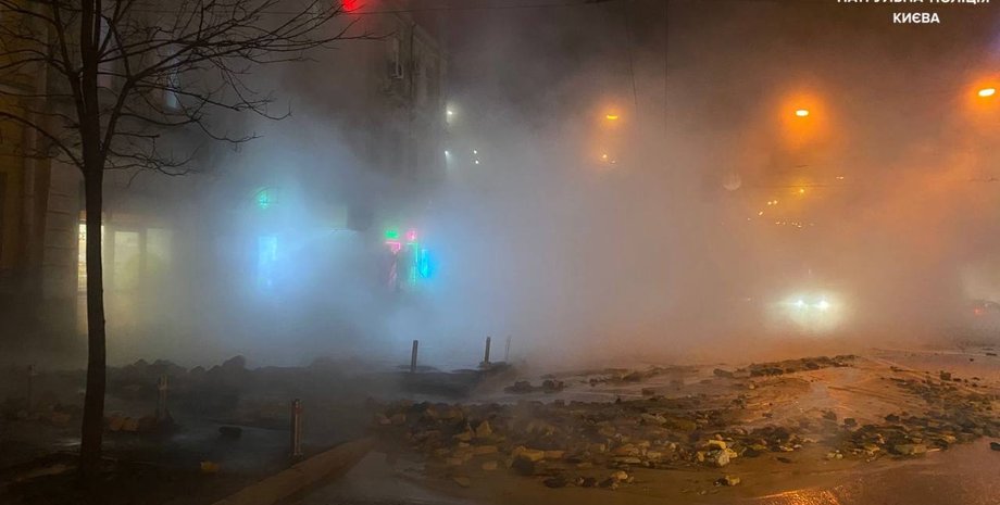 порив тепломережі у Києві, прорвало трубу, порив біля Центрального вокзалу, Жилянська та Симона Петлюри