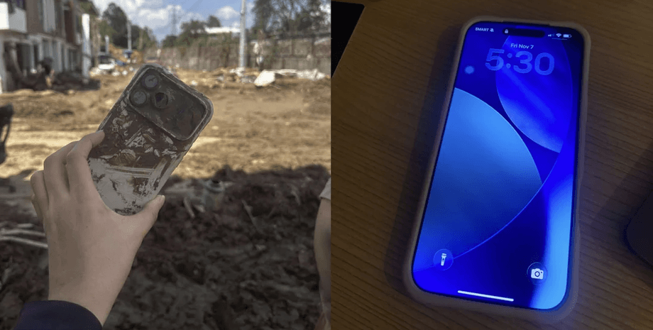Увімкнений iPhone 17 Pro, знайдений після тайфуну, показує робочий екран без ушкоджень після очищення і зарядки