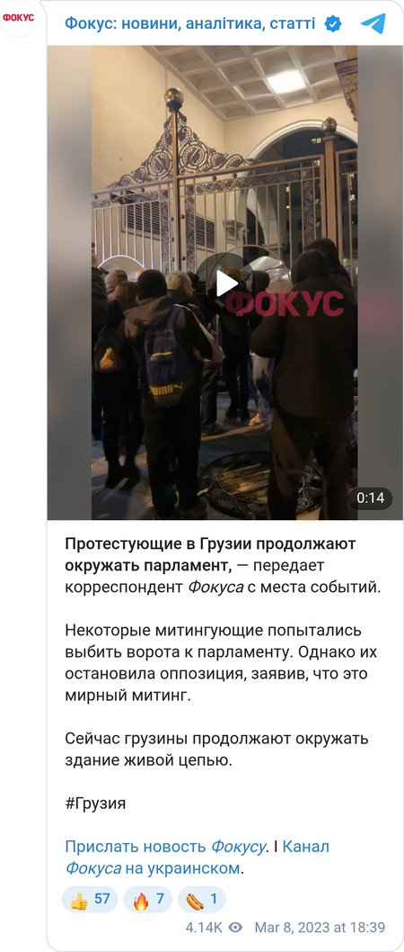 Грузины попытались выбить ворота к парламенту