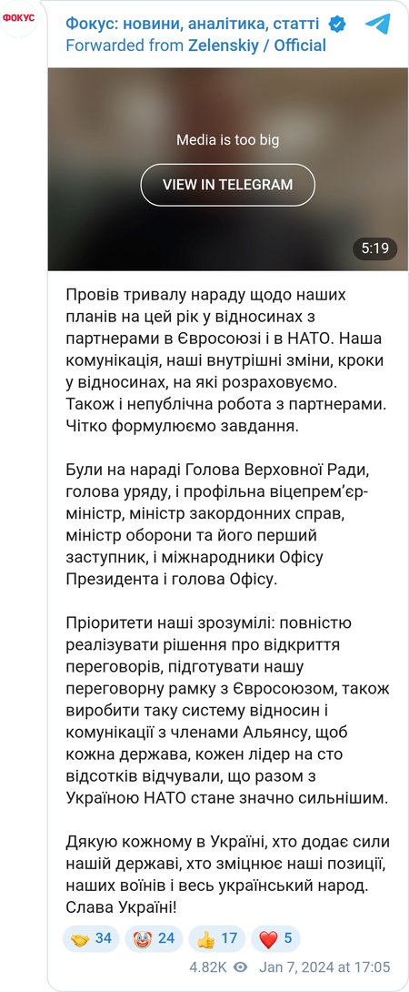 Володимир Зеленський про плани України на 2024 рік