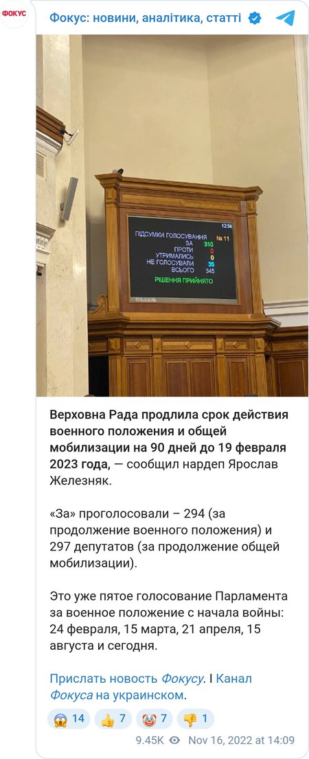Верховна Рада продовжила воєнний стан в Україні