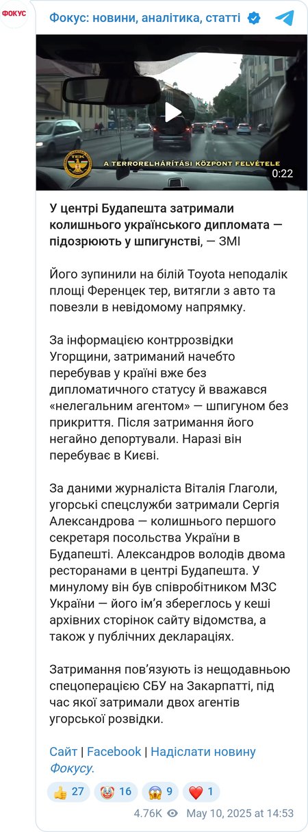 Задержание Сергея Александрова в центре Будапешта