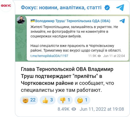ЗС РФ здійснили ракетний удар по Тернопільській області