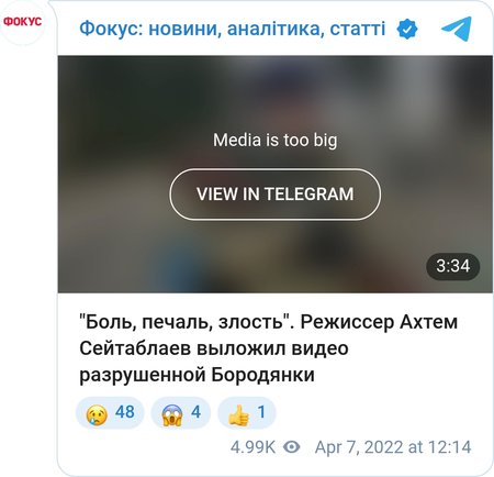 Режиссер Ахтем Сейтаблаев выложил видео разрушенной Бородянки