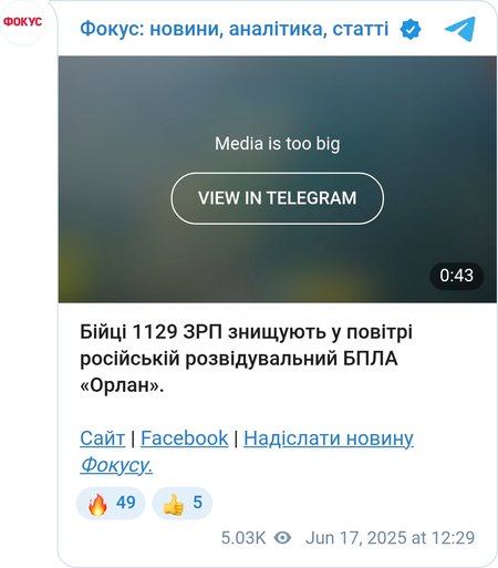 ЗСУ знищили дрон "Орлан"