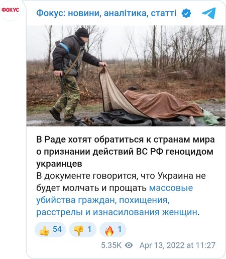 У Раді хочуть звернутися до країн світу щодо визнання дій ЗС РФ геноцидом українців