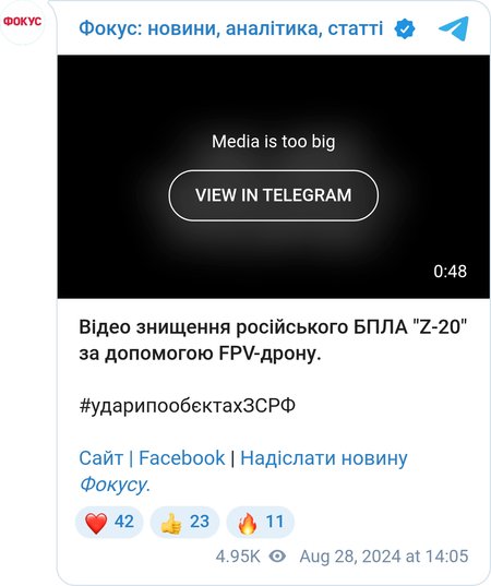 FPV-дрон знищив Z-20