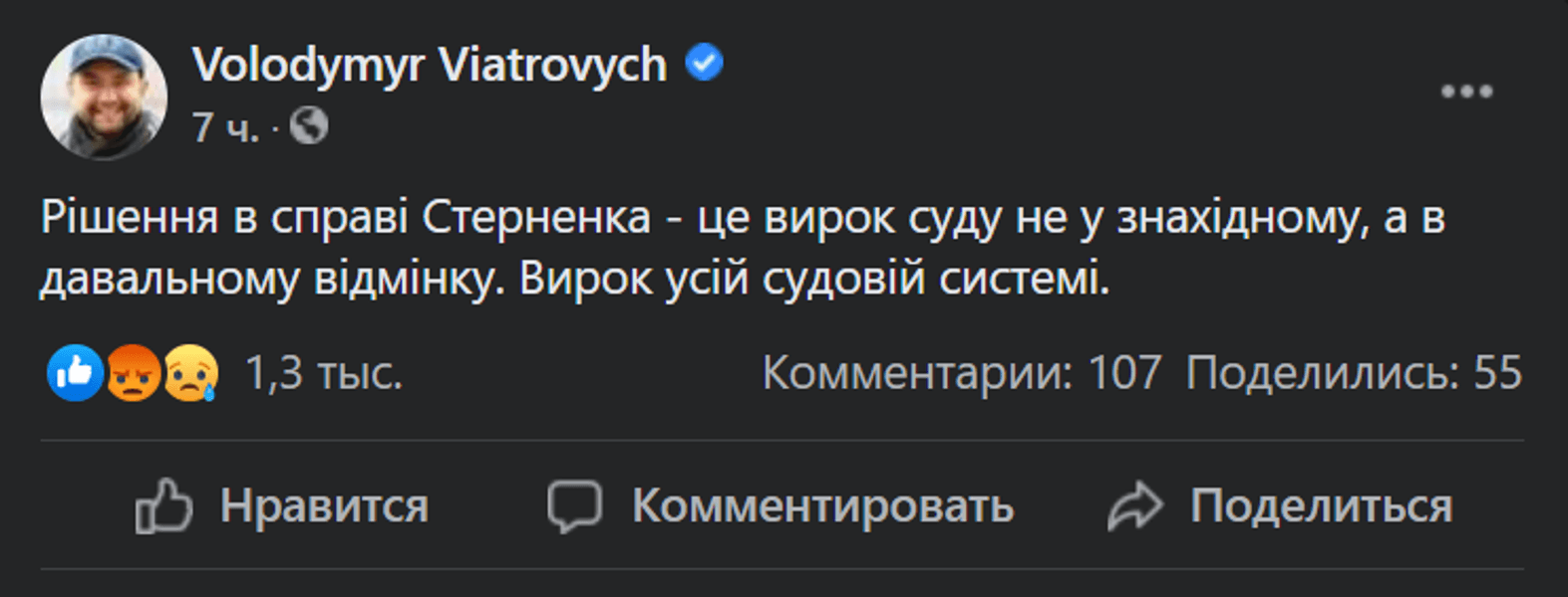 Коментарі у справі Стерненка